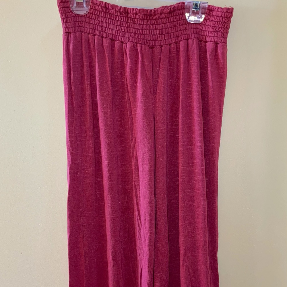 Frill Shirred Waist Palazzo Pants